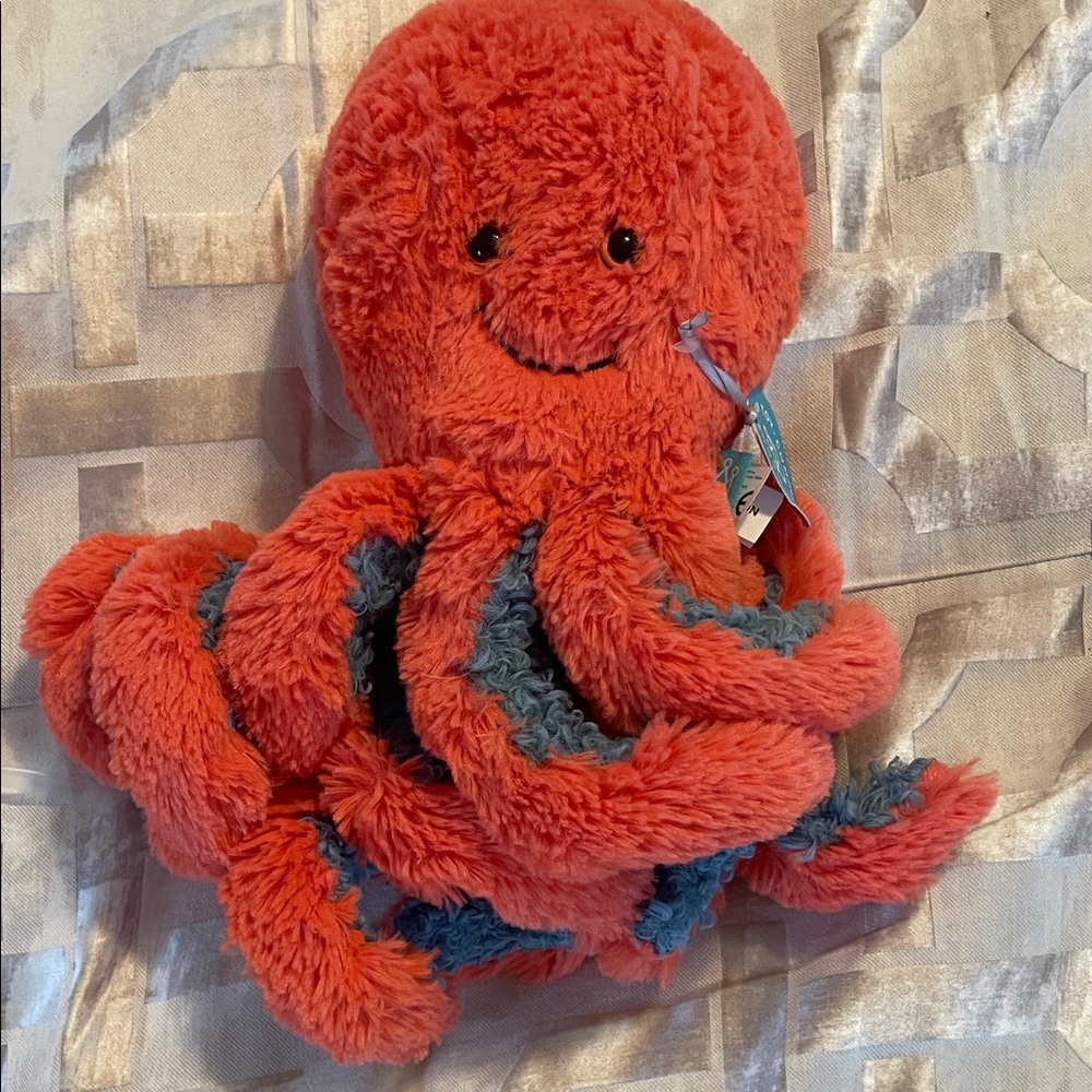New Manhattan Toy Plush Coral & Gray Octopus Stuffed Animal